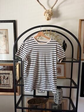 J.Crew Mercantile Broken-In Striped T-Shirt Mens M Slim Navy White 100% Cotton